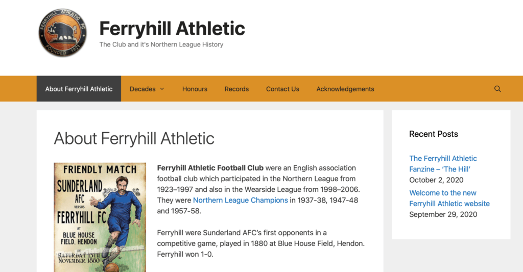 Ferryhill Athletic Website