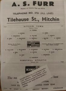 Hitchin Town v Ferryhill FA Amateur Cup 3rd round 1960-61. Photo courtesy of Graham O’Hara
