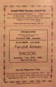 Ferryhill Athletic v Shildon Programme August 27th 1955