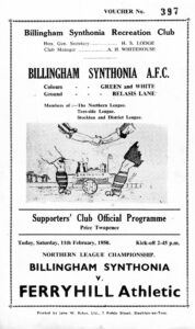 Billingham v Ferryhill Athletic programme 11th February 1950