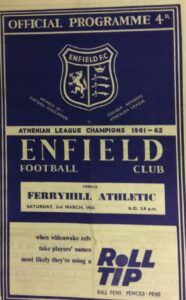Enfield v Ferryhill Athletic programme March 1963