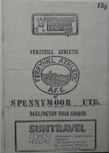 Programme of Ferryhill v Spennymoor United. 